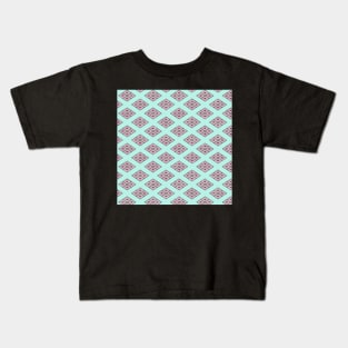 Traditional Japanese Geometric Floral Nadeshiko (Carnation) Hishi Diamond Pattern in Pastel Tones Kids T-Shirt